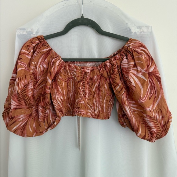 NWT MINKPINK Orange Palm Print Montego Crop Top Size XS - Picture 5 of 7